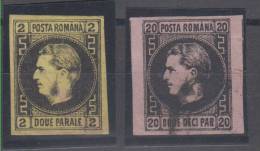 Romania Karl I 2 Doue Parale & 20 Doue Deci Parale Mi#14x,16x 1866 Without Gum,USED - 1858-1880 Moldavië & Prinsdom