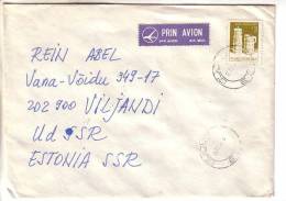 GOOD ROMANIA Postal Cover To ESTONIA 1987 - Good Stamped: National Art - Brieven En Documenten