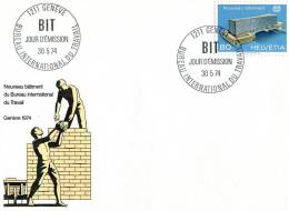 Switzerland (BIT/ILO)-First Day Cover FDC- "ILO Headquarters, Geneva" Issue [Geneva 30.5.1974] - OIT