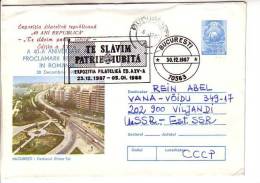 GOOD ROMANIA Postal Cover To ESTONIA 1987 With Special Cancel - Lettres & Documents