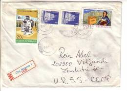 GOOD ROMANIA " REGISTERED " Postal Cover To ESTONIA 1979 - Good Stamped: Microscope ; Palace ; Postman - Brieven En Documenten