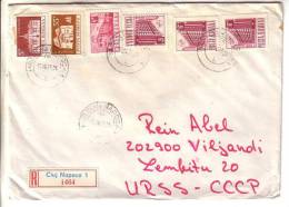 GOOD ROMANIA " REGISTERED " Postal Cover To ESTONIA 1979 - Good Stamped: Art ; Palace ; Train ; Telecom - Covers & Documents