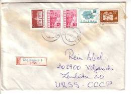 GOOD ROMANIA " REGISTERED " Postal Cover To ESTONIA 1979 - Good Stamped: Art ; Palace ; Train ; Telecom - Lettres & Documents