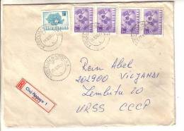 GOOD ROMANIA " REGISTERED " Postal Cover To ESTONIA 1980 - Good Stamped: Telecom / Map - Brieven En Documenten