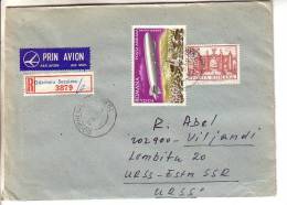 GOOD ROMANIA " REGISTERED " Postal Cover To ESTONIA 1981 - Good Stamped: Architecture ; Zeppelin - Lettres & Documents