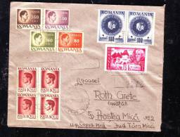 REGISTRED COVER,INFLATION,VERY RARE COMBINATION OF STAMPS,11 STAMPS ON COVER,1947,ROMANIA - Covers & Documents