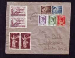 INFLATION,VERY RARE COMBINATION OF STAMPS,9 STAMPS ON COVER,1947,ROMANIA - Briefe U. Dokumente