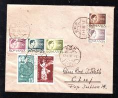 INFLATION,VERY RARE COMBINATION OF STAMPS,7 STAMPS ON COVER,1947,ROMANIA - Cartas & Documentos