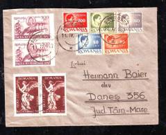 INFLATION,VERY RARE COMBINATION OF STAMPS,10 STAMPS ON COVER,1946,ROMANIA - Covers & Documents