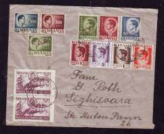 INFLATION,VERY RARE COMBINATION OF STAMPS,25 STAMPS ON COVER,1947,ROMANIA - Lettres & Documents