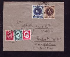 INFLATION,VERY RARE COMBINATION OF STAMPS,5 STAMPS ON COVER,1946,ROMANIA - Cartas & Documentos