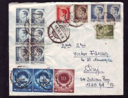 INFLATION,VERY RARE COMBINATION OF STAMPS,14 STAMPS ON COVER,1946,ROMANIA - Cartas & Documentos