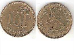 Finland 10 Pennia 1969  Km 46  Xf+    * - Finlandia