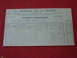 1931 Memoire D'insertion Du Journal De La Marne à Chalons Sur Marne - Stamperia & Cartoleria