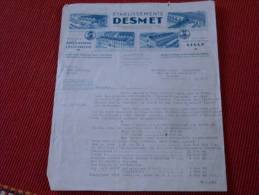 1940 Lettre A Entète Des Etablissements DESMET Rue Solferino A Lille - Electricity & Gas