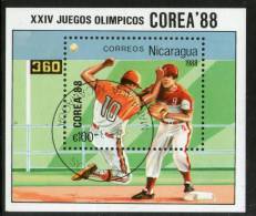 Nicaragua 1988 Seoul Olympic Baseball Sport M/s Sc 1692 Cancelled # 361 - Summer 1988: Seoul