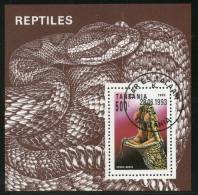 Tanzania 1993 Reptiles Snake Vipera Berus Sc 1135 M/s Cancelled ++ 12695 - Snakes