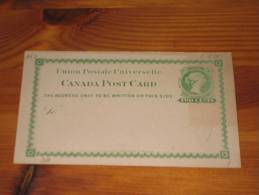 Karte Canada Kanada Postal Stationery Ganzsache 1 Cent Green Unused ** Ungebraucht  Type "Thin To" - 1860-1899 Regno Di Victoria