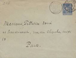 ## France Postal Stationery Ganzsache Entier Allegorie Enveloppe 146 X 112 ORLEANS (Loiret) 1892 To PARIS (2 Scans) - Standard- Und TSC-Briefe (vor 1995)