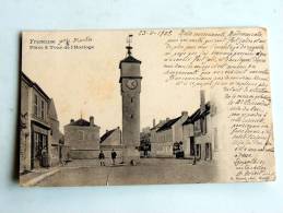 Carte Postale Ancienne : FRENEUSE : Place Et Tour De L'Horloge , Animé - Freneuse