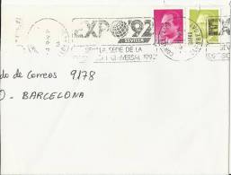 CORNELLA DE LLOBREGAT BARCELONA CC CON MAT EXPO 92 SEVILLA Sobre Cortado - 1992 – Siviglia (Spagna)
