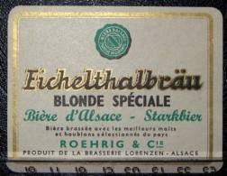 Rare Etiquette De Bière Lorentzen Alsace Roehrig - Alcools