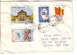 GOOD ROMANIA Postal Cover To ESTONIA 1989 - Good Stamped: Industry ; Coat Of Arm ; Flags - Lettres & Documents