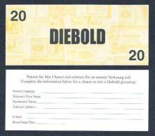 Test Note "DIEBOLD, Typ D, 20 Dollar, Testnote, Beids. Druck, RRRR, UNC, Extrem Selten!!! - Other & Unclassified