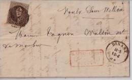 BELGIQUE: 1862 :N°10 ? Sur Lettre De DINANT Vers VAUX Sous WELLIN.+ Texte.Cachets DeDINANT Et WELLIN. - 1851-1857 Médaillons (6/8)