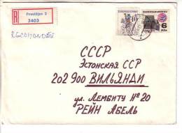 GOOD CZECHOSLOVAKIA " REGISTERED " Postal Cover To ESTONIA 1981 - Good Stamped: Postman ; House - Briefe U. Dokumente