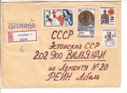 GOOD CZECHOSLOVAKIA " REGISTERED " Postal Cover To ESTONIA 1980 - Good Stamped: Postman ; House ; Coin ; Space - Briefe U. Dokumente