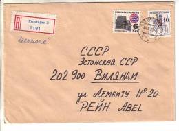 GOOD CZECHOSLOVAKIA " REGISTERED " Postal Cover To ESTONIA 1980 - Good Stamped: Postman ; House - Lettres & Documents
