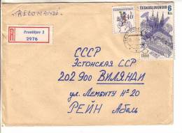 GOOD CZECHOSLOVAKIA " REGISTERED " Postal Cover To ESTONIA 1980 - Good Stamped: Postman ; Airplane - Lettres & Documents