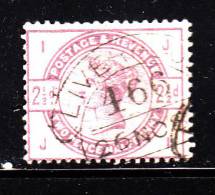 Great Britain Used Scott #101 2 1/2p Victoria, Lilac Position JI Cancel: Liverpool 466 26 NO 8? - Used Stamps