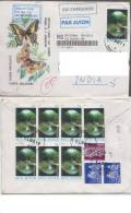 Europa,  Tree Globe Butterfly Registered Cover From Moldova To India - 2001