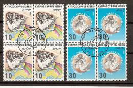 CEPT 1995 Chypre Cyprus Zypren Yvertn° 857-858 (°) Oblitéré  Bloc De Quatre Cote 6 Euro - 1995