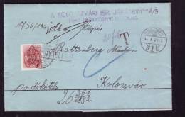 LETTER,HUNGARIAN OCUPATION IN TRANSILVANIEN 1944,KOLOSZVAR,POSTAGE DUE T - Transsylvanië