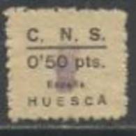 0602-SELLO GUERRA CIVIL FALANGE C.N.S.HUESCA 50 Ct 1939.NO CATALOGADO.SPAIN WAR..ATENCION LEYENDA 50 Cts ..SELLO GUERRA - Nationalist Issues