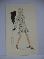 DESSIN CROQUIS MODE COUTURE  ANNEES 1960/ 70 - TAILLEUR ECOSSAIS  Style COURREGES - Patronen