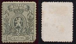 Timbre 1 Centime Gris - Armoiries. Petit Lion - N° 23 (Yvert) - Belgique 1866-1867 - 1866-1867 Coat Of Arms