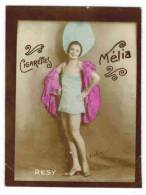 CHROMO COULEUR CIGARETTES MELIA  ALGER ARTISTE SPECTACLE PIN UP Signé WALERY : "RESY" Femme Au Chapeau - Melia