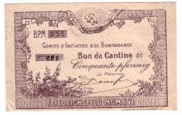 1916 //  P.O.W. FRIEDRICHSFELD // COMITE D'INITIATIVE & DE BIENFAISANCE  // 50 Pfenning - Notgeld