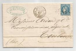 - Lettre - BOUCHES DU RHONE - MARSEILLE - GC.2240 S/TPND N°N°46B T.III Rpt II - 1871 - 1870 Ausgabe Bordeaux