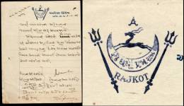 India 1944 Rajkot Sate Crested Letter Signed By Dewan Coat Of Arms # 10639J Inde Indien - Andere & Zonder Classificatie