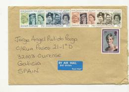 SPAIN ESPAGNE USED COVER 2012  ELIZABEHT II  QUEEN LADY DIANA - Unclassified