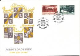 Norway FDC 24-11-1989 Manor Houses With Cachet - FDC