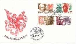 Norway FDC 17-10-1986 Complete Set Of 4 Centenaries Of Personalities - FDC