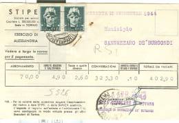 STORIA POSTALE, IMPERIALE Cent. 15X2, 246,cent.30 IN TARIFFA SU   FATTURA STIPEL  1944 X  SANNAZZARO DE' BURGONDI - Poststempel