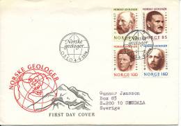 Norway FDC Norwegean Geological Persons Complete Set Of 4 Sent To Sweden 4-9-1974 With Cachet - FDC