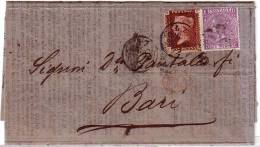 GB-London 09.02.1872 To Bari Italy-6d Pl.9+1d Pl.137+PD- 7d Mist Very Scarce Rate? Nice Colours - Briefe U. Dokumente